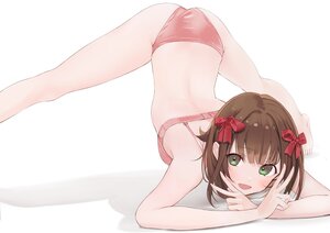 Rating: Safe Score: 86 Tags: amami_haruka barefoot blush bow bra brown_hair green_eyes idolmaster neko_no_youchuu panties parody short_hair sketch spread_legs underwear white User: otaku_emmy