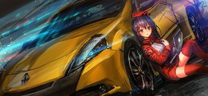 Rating: Safe Score: 255 Tags: black_hair blue_eyes car computer jpeg_artifacts landscape lm7_(op-center) original scenic short_hair thighhighs User: opai