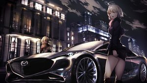 Rating: Safe Score: 92 Tags: 2girls artoria_pendragon_(all) blonde_hair building car city clouds dark fate/grand_order fate_(series) food jeanne_d'arc_alter jeanne_d'arc_(fate) night ponytail saber saber_alter short_hair skirt sky yamaori_(yamaorimon) yellow_eyes User: BattlequeenYume