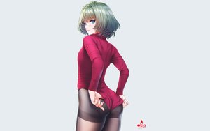 Rating: Safe Score: 183 Tags: ass bicolored_eyes green_hair idolmaster idolmaster_cinderella_girls infinote leotard pantyhose short_hair takagaki_kaede watermark User: RyuZU