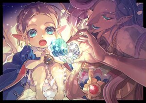 Rating: Safe Score: 15 Tags: 2girls aqua_eyes armor barefoot blonde_hair bloomers braids dark_skin dress green_eyes loli long_hair naname_(seven28) pointed_ears princess_zelda red_hair short_hair signed the_legend_of_zelda urbosa User: otaku_emmy