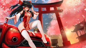 Rating: Safe Score: 175 Tags: black_hair blush bodysuit breasts brown_eyes car cleavage gekkan_shoujo_nozaki-kun hakurei_reimu hanshu japanese_clothes long_hair miko thighhighs torii touhou umbrella User: SciFi