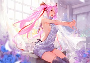 Rating: Safe Score: 196 Tags: breasts dress flowers long_hair original patipat_asavasena pink_hair red_eyes sideboob signed thighhighs twintails wink User: RyuZU