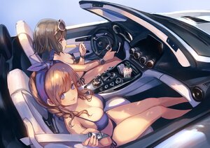 Rating: Safe Score: 183 Tags: 2girls bikini braids breasts brown_eyes brown_hair car drink glasses headband koh_(minagi_kou) original popsicle short_hair swimsuit User: BattlequeenYume