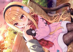 Rating: Safe Score: 75 Tags: blonde_hair blush building gloves long_hair original red_eyes scan scarf shikitani_asuka sky sunset translation_request User: BattlequeenYume