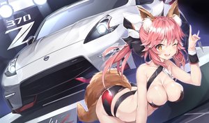 Rating: Safe Score: 135 Tags: animal_ears breasts brown_eyes car cleavage fang fate/extra fate_(series) foxgirl gedou_(shigure_seishin) pink_hair tail tamamo_no_mae_(fate) wink wristwear User: Dreista