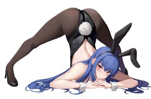 Rating: Safe Score: 111 Tags: animal_ears ass blue_hair bunny_ears bunnygirl headband leotard no_bra pantyhose pharamacom red_eyes spread_legs tail white wristwear User: BattlequeenYume