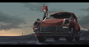 Rating: Safe Score: 79 Tags: cacao_choco_mame car demon horns koakuma red_eyes red_hair short_hair sky tie touhou User: Flandre93