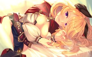 Rating: Safe Score: 45 Tags: animal_ears bed blonde_hair blush book breasts butterfly cleavage mizuyoukan_(mikususannda) original purple_eyes User: RyuZU