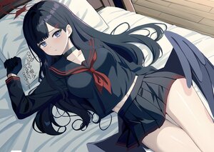 Rating: Safe Score: 41 Tags: bed black_hair blue_archive blue_eyes blush choker gloves halo long_hair nakamasa_ichika ryouta_(ryouta335) school_uniform skirt translation_request wings User: BattlequeenYume